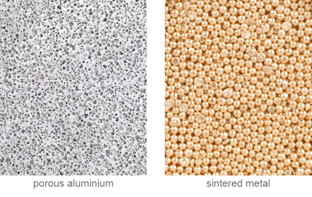 cellular metallic materials. porous metal. porous aluminium versus sintered metal. structure of the porous metals